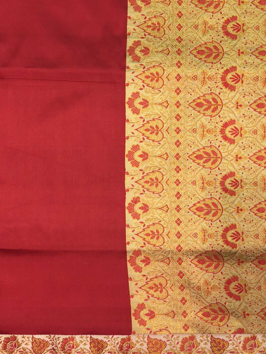 Maroon & Beige Woven Design Bananarsi Silk Saree