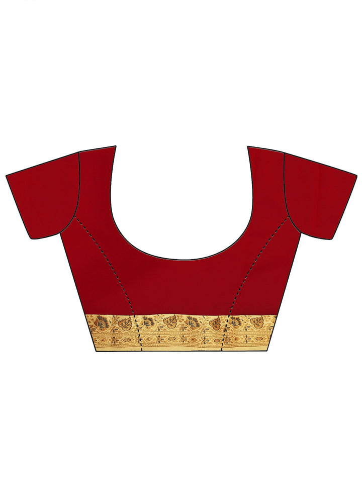 Maroon & Beige Woven Design Bananarsi Silk Saree