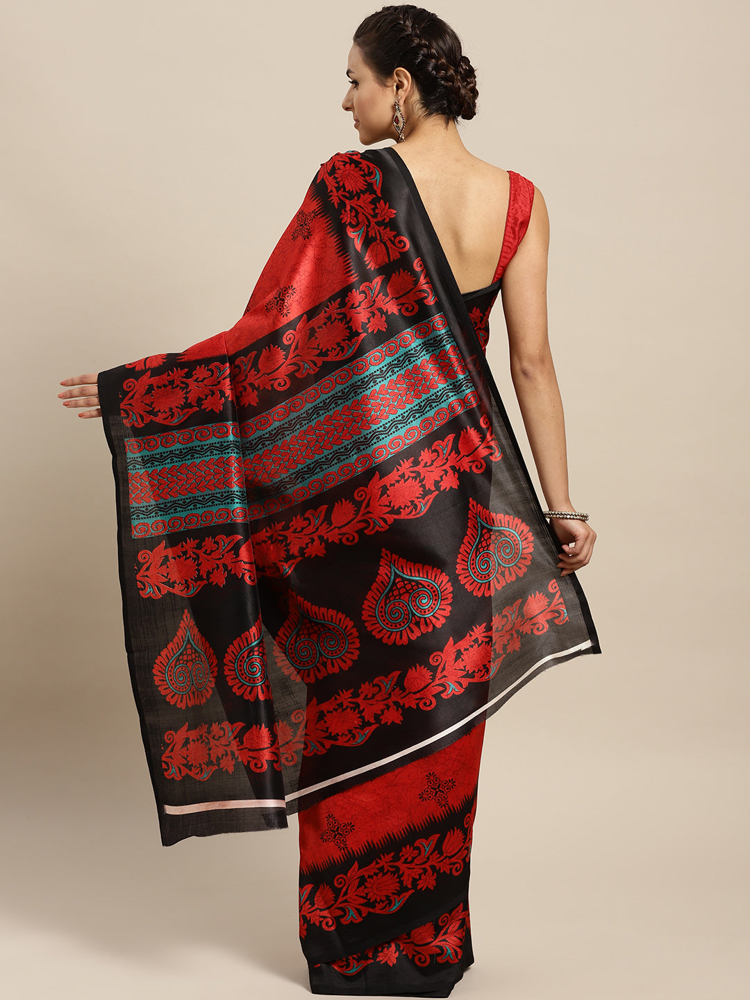 Tribal Inspired Bhagalpuri Floral Print Art Silk Saree