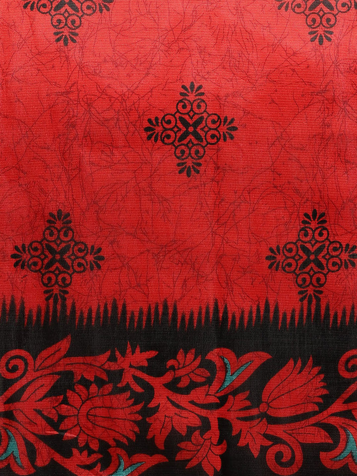 Tribal Inspired Bhagalpuri Floral Print Art Silk Saree