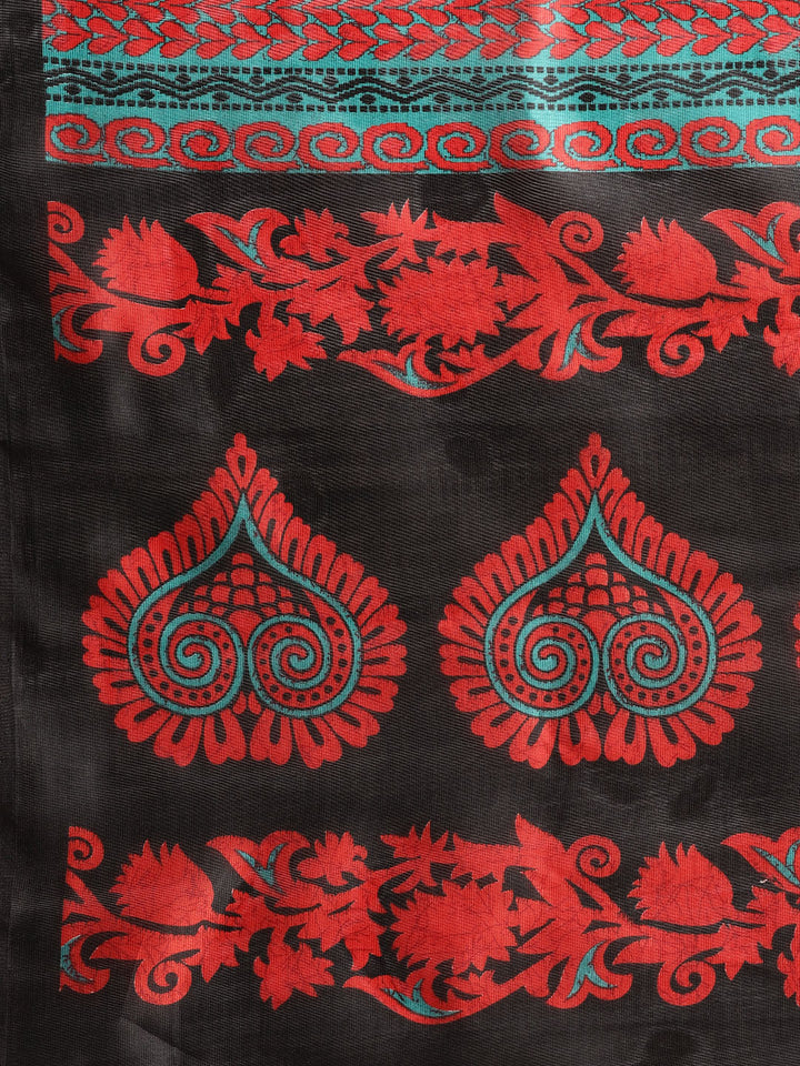 Tribal Inspired Bhagalpuri Floral Print Art Silk Saree