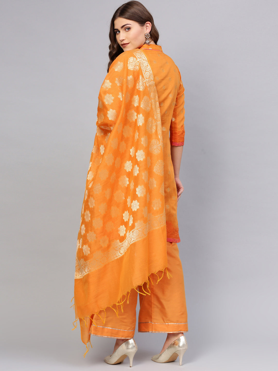 Banarasi Kurta Set with Handloom Dupatta and Pallazos