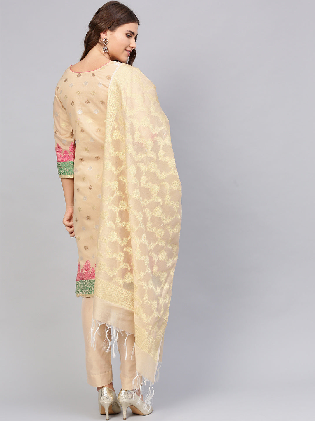 Banarasi Handloom Dress Material with Zari Resham Weaving