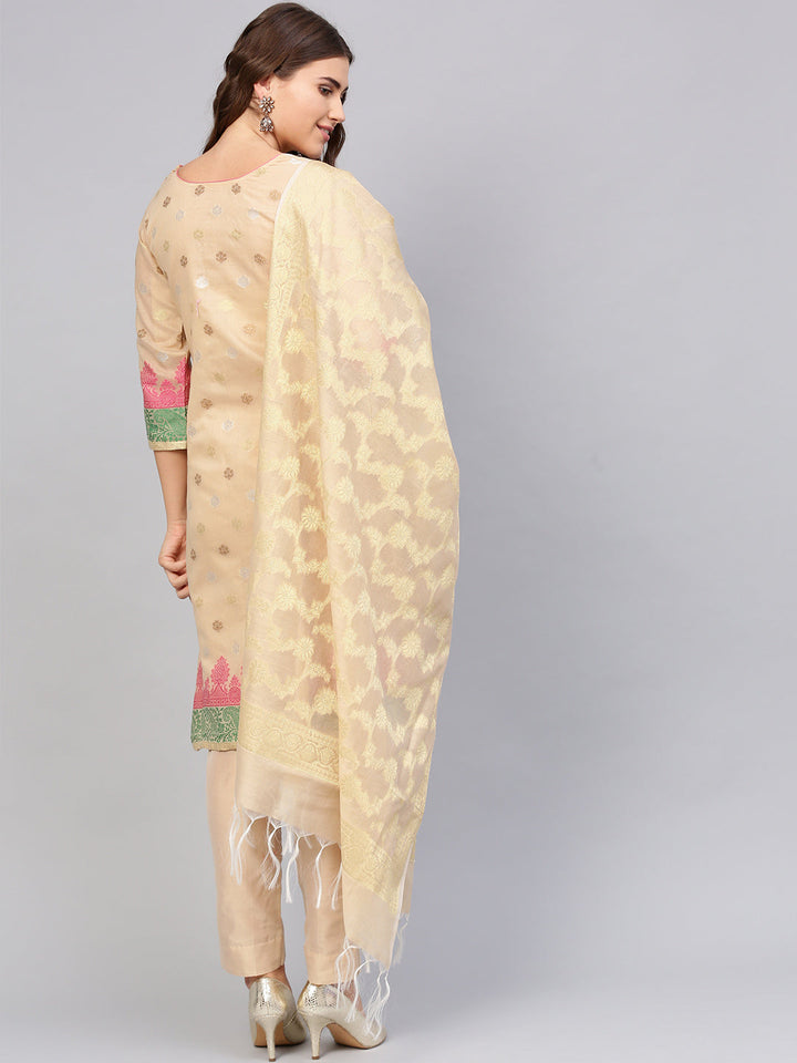 Banarasi Handloom Dress Material with Zari Resham Weaving