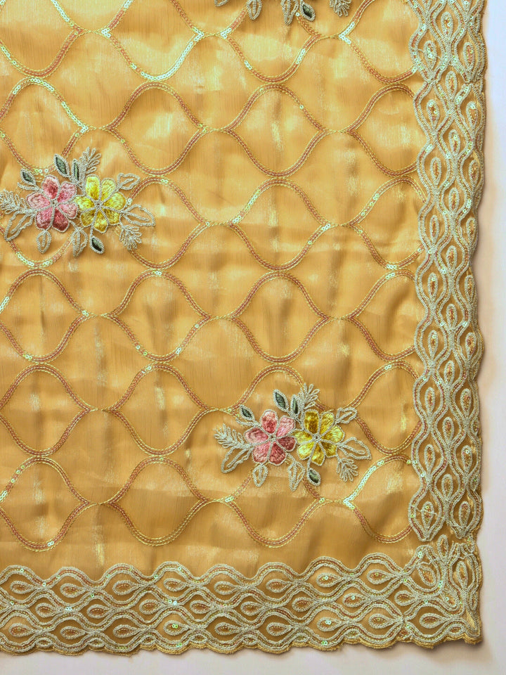 Floral Resham Embroidered & Sequence Embellished Saree
