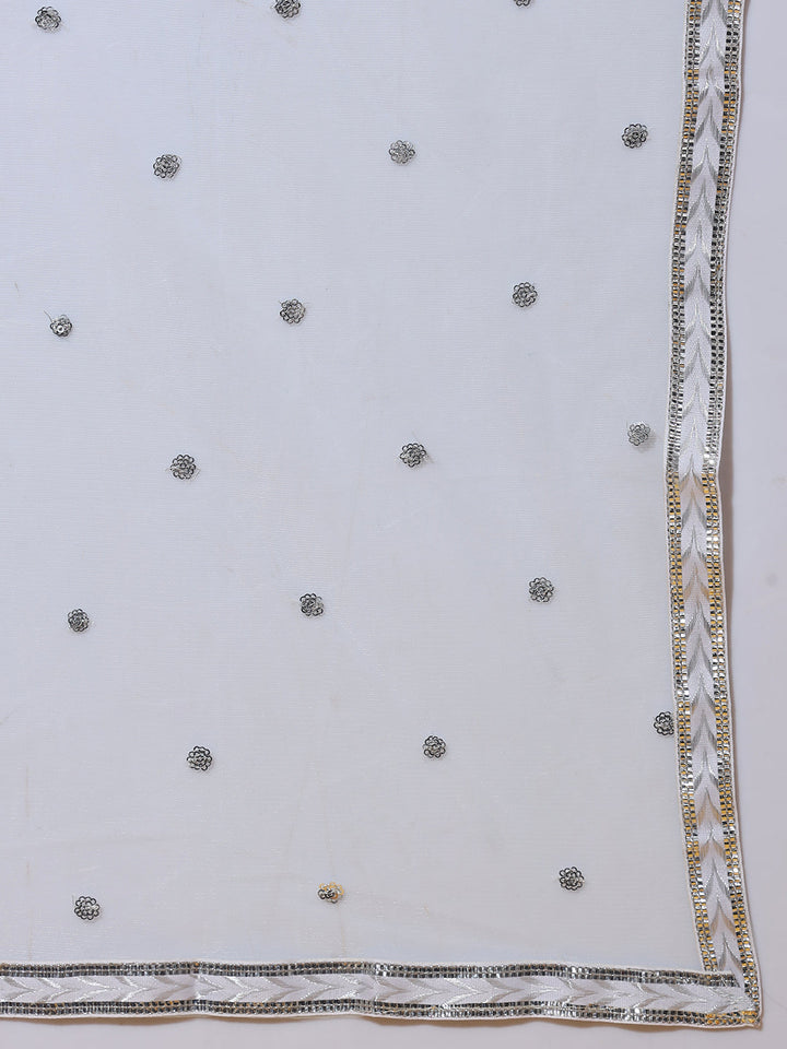 Turquoise Pleated Nyraa Style Kurta Set with Mirror Embellishments