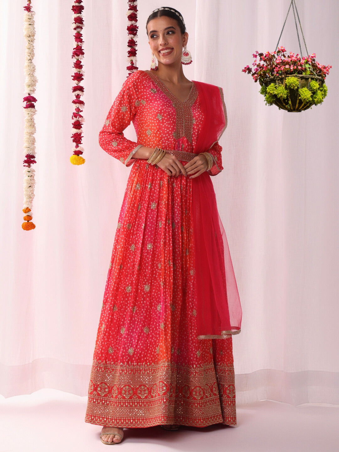 Ombre Alia-style Bandhej Print Gown