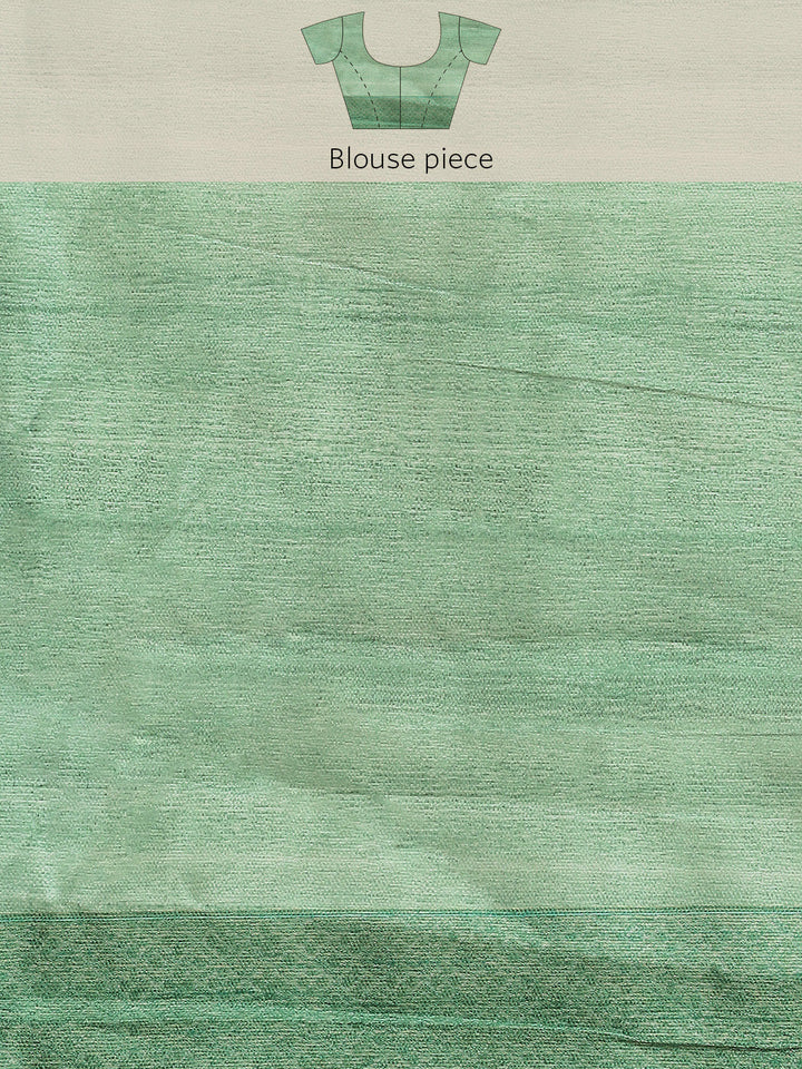 Teal Green Floral Digital Printed Silk Saree With Paisley Woven Blouse
