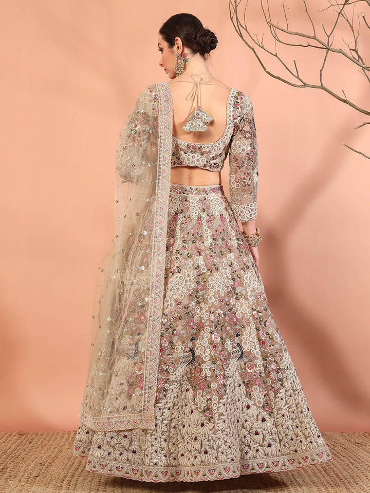 Chhabra 555 Peacock Theme Multi thread, Zardozi Embroidery Lehenga Choli Set & Scalloped Dupatta