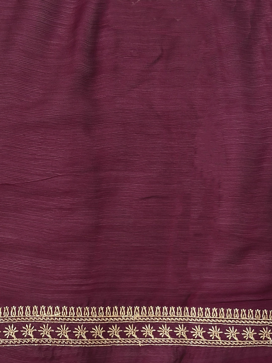 Wine Silk Saree with Zari Woven Border and Embroidered Blouse Piece