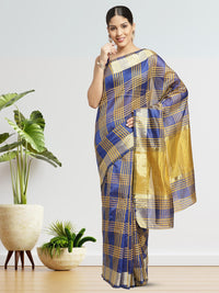 Banarasi Jamdani Saree with Zari Woven Paisley Border and Heavy Contrast Pallu