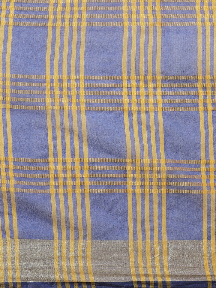 Banarasi Jamdani Saree with Zari Woven Paisley Border and Heavy Contrast Pallu