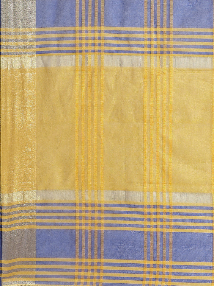 Banarasi Jamdani Saree with Zari Woven Paisley Border and Heavy Contrast Pallu