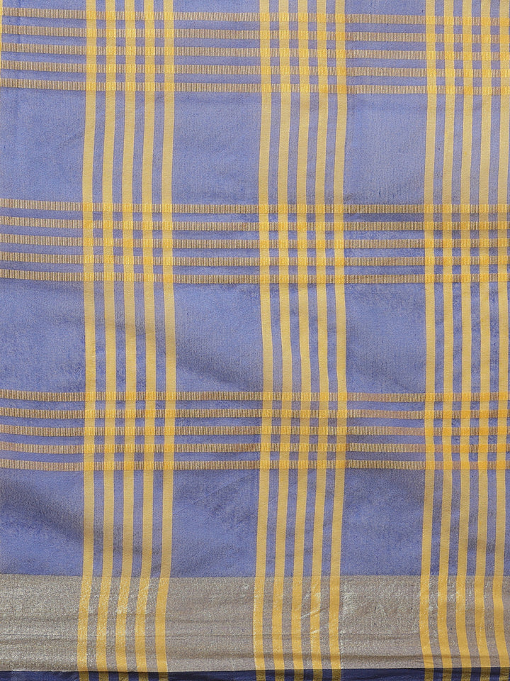 Banarasi Jamdani Saree with Zari Woven Paisley Border and Heavy Contrast Pallu