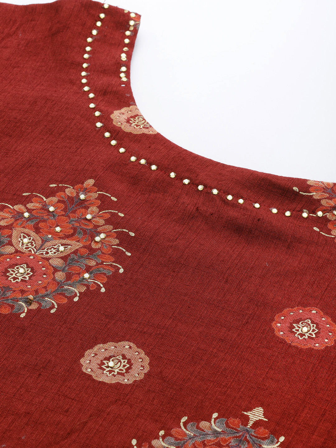 Maroon Digital Print Festive Embellished Kurta Sharara Set
