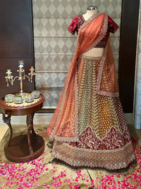 Regal Garnet and Gold Festive Lehenga