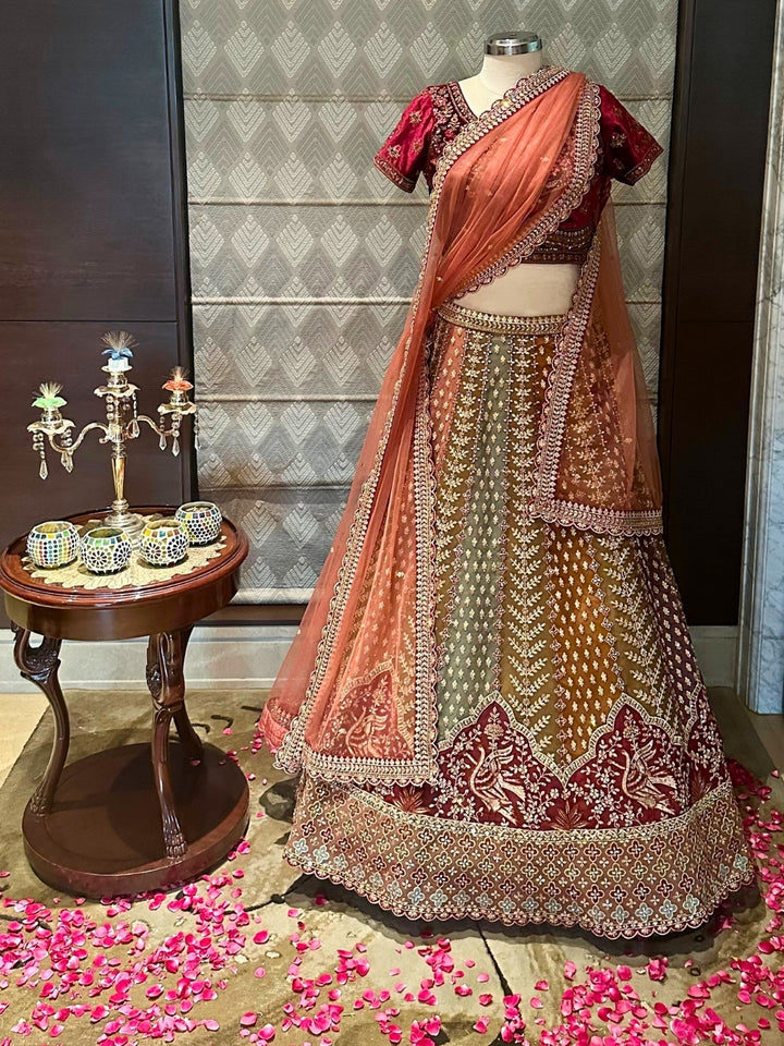 Regal Garnet and Gold Festive Lehenga