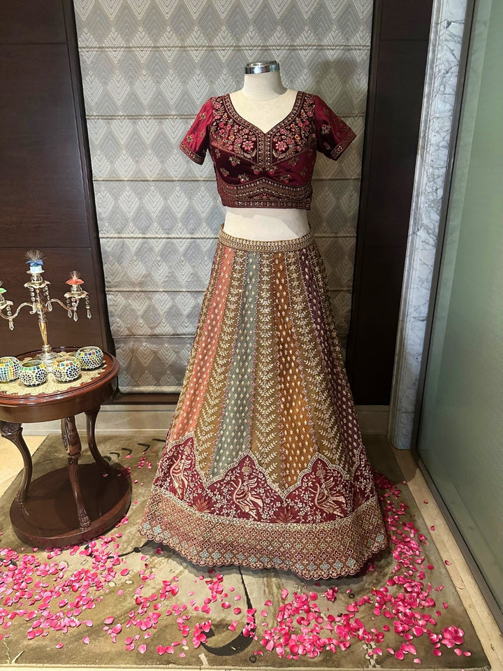 Regal Garnet and Gold Festive Lehenga
