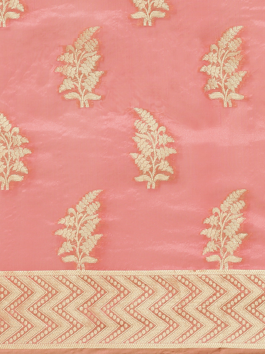 Pink Ethnic Motifs Chanderi Brocade Saree with Woven Border