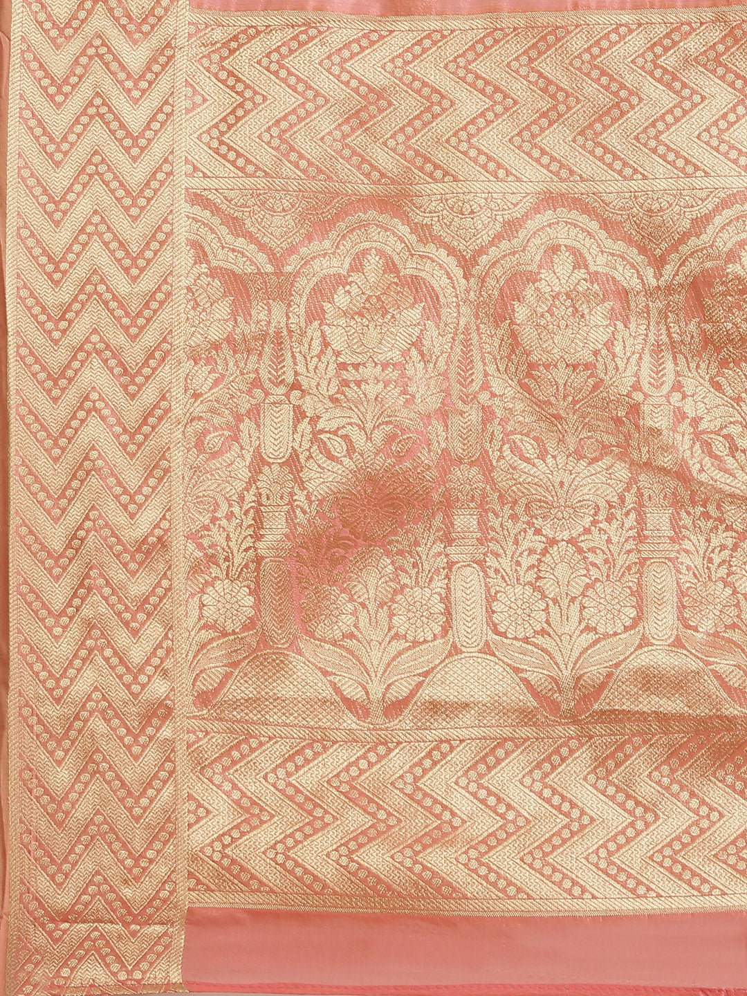 Pink Ethnic Motifs Chanderi Brocade Saree with Woven Border