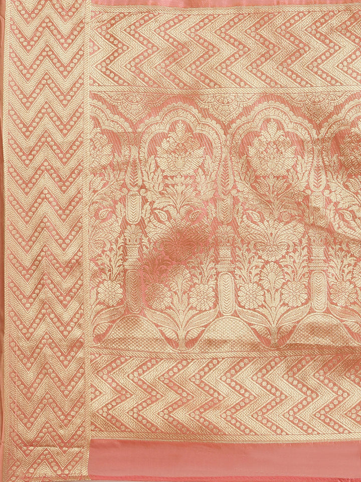 Pink Ethnic Motifs Chanderi Brocade Saree with Woven Border
