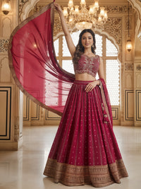 Kalidar Silk Chinon Lehenga with Intricate Sequin & Zari Embroidered Floral Patterns