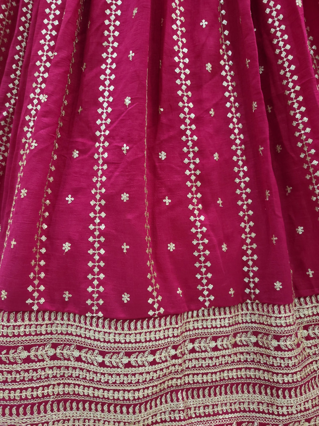 Kalidar Silk Chinon Lehenga with Intricate Sequin & Zari Embroidered Floral Patterns