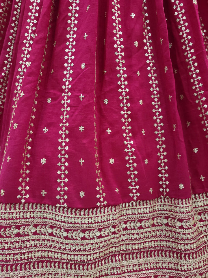 Kalidar Silk Chinon Lehenga with Intricate Sequin & Zari Embroidered Floral Patterns