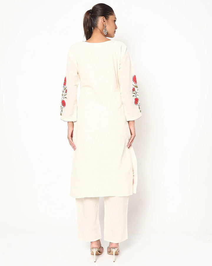 Floral Digital Printed Kurta Pant Set with Chiffon Dupatta