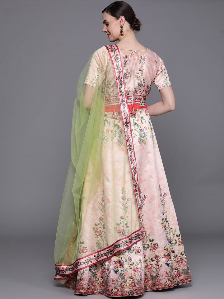 Semi-stitched Digital Print Lehenga Set