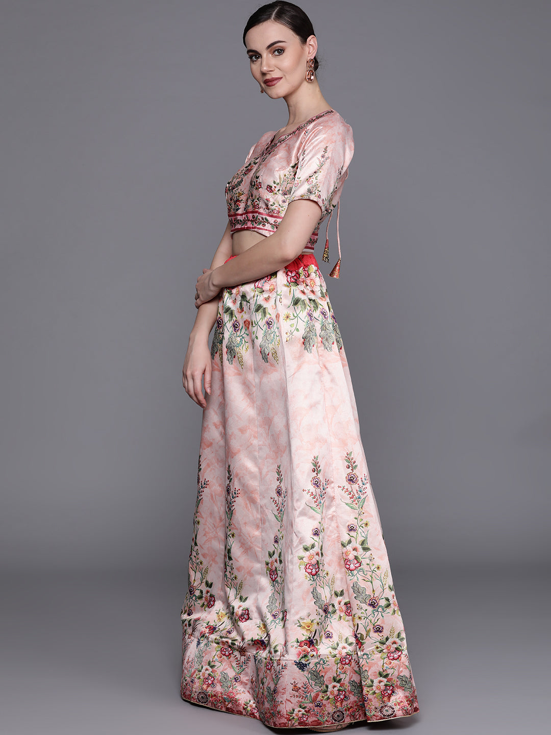 Semi-stitched Digital Print Lehenga Set