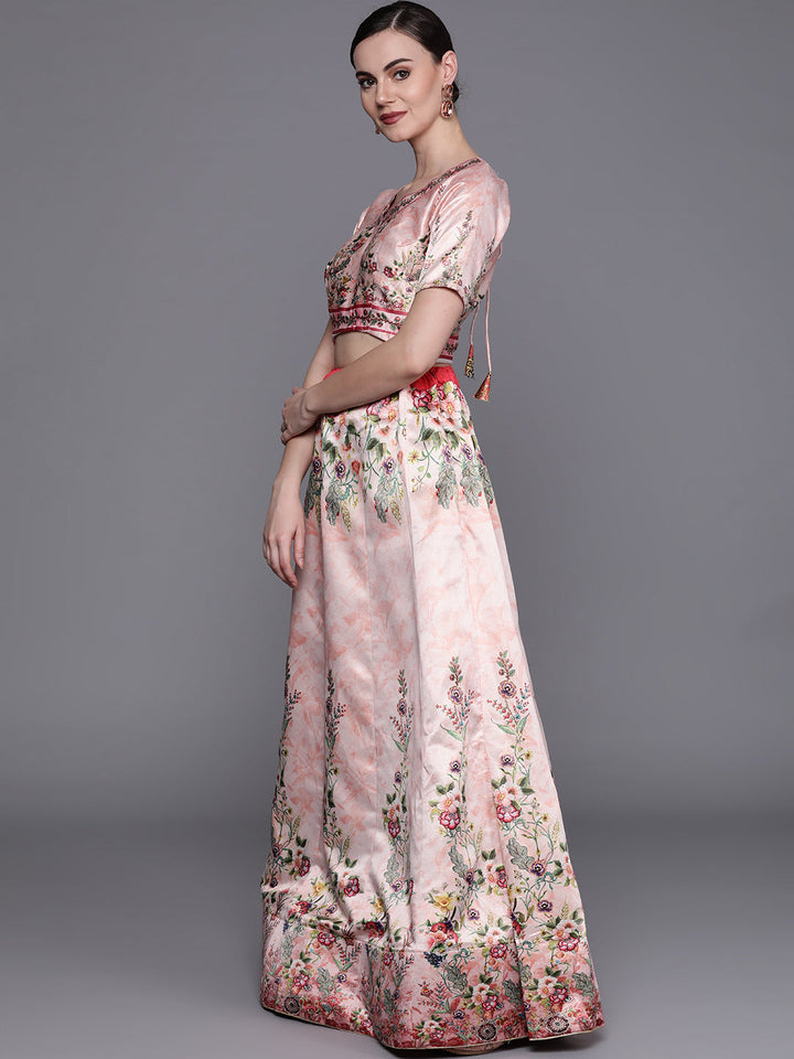 Semi-stitched Digital Print Lehenga Set