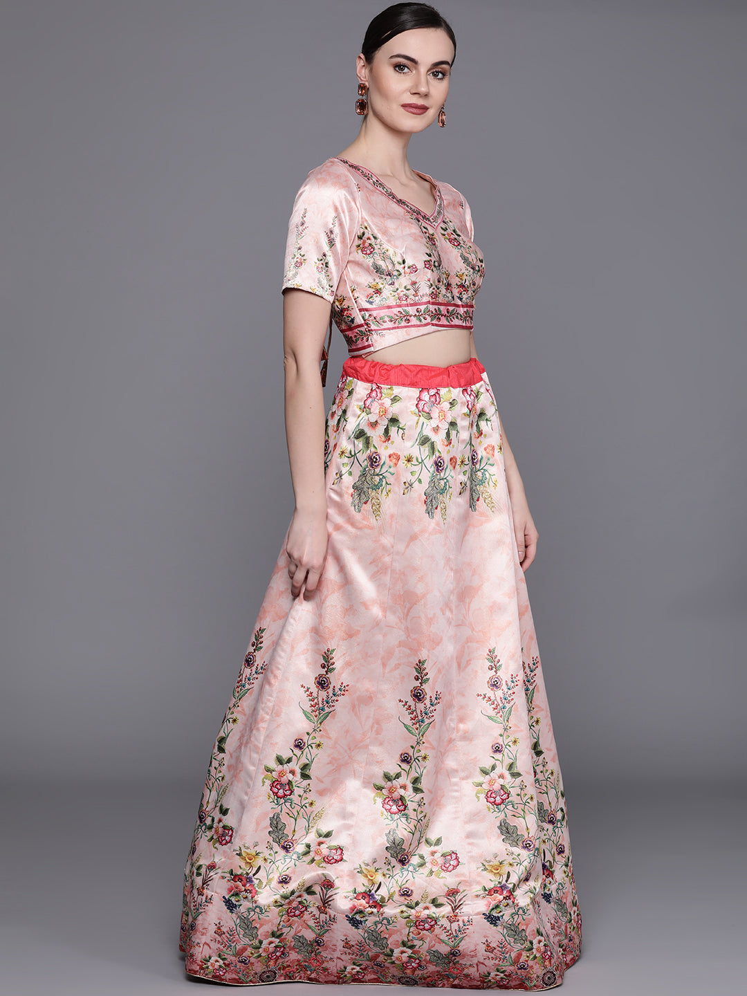 Semi-stitched Digital Print Lehenga Set