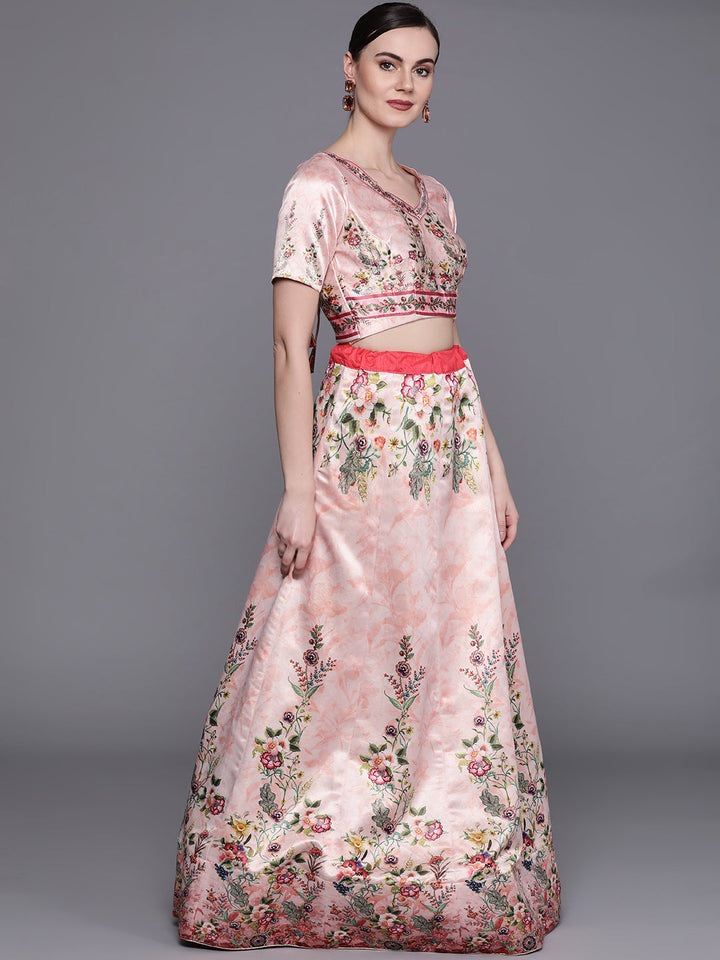 Semi-stitched Digital Print Lehenga Set