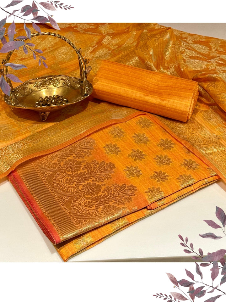 Bright Orange Woven Traditional Suit