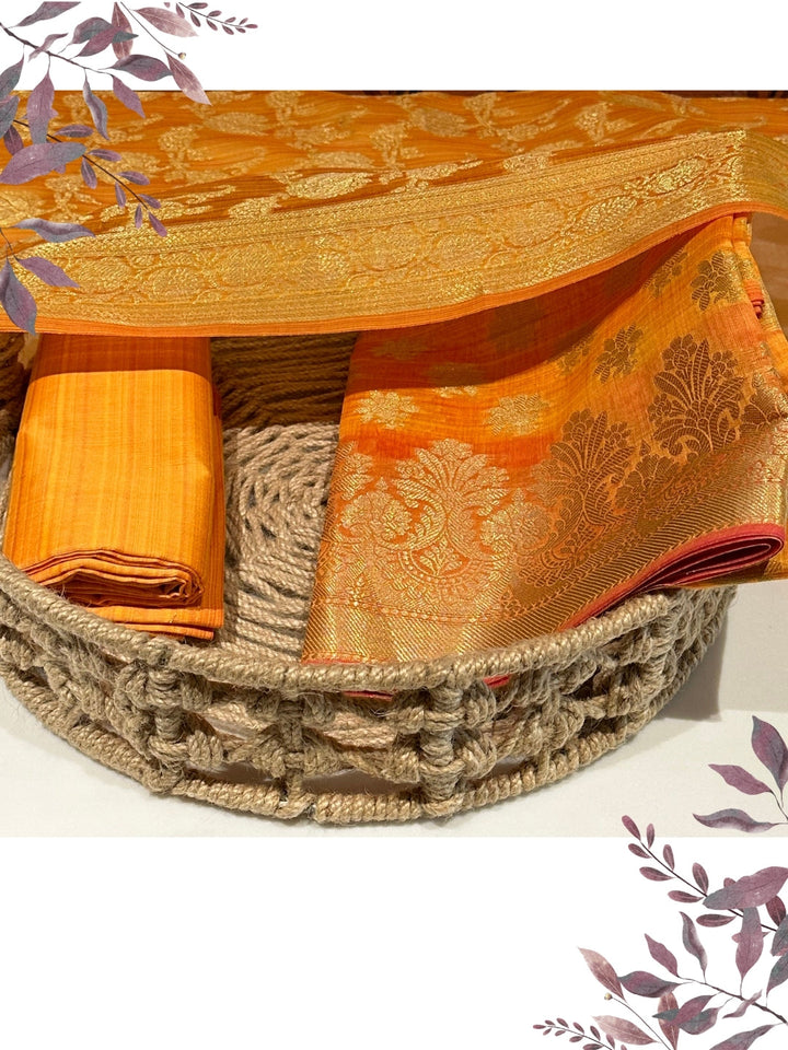 Bright Orange Woven Traditional Suit