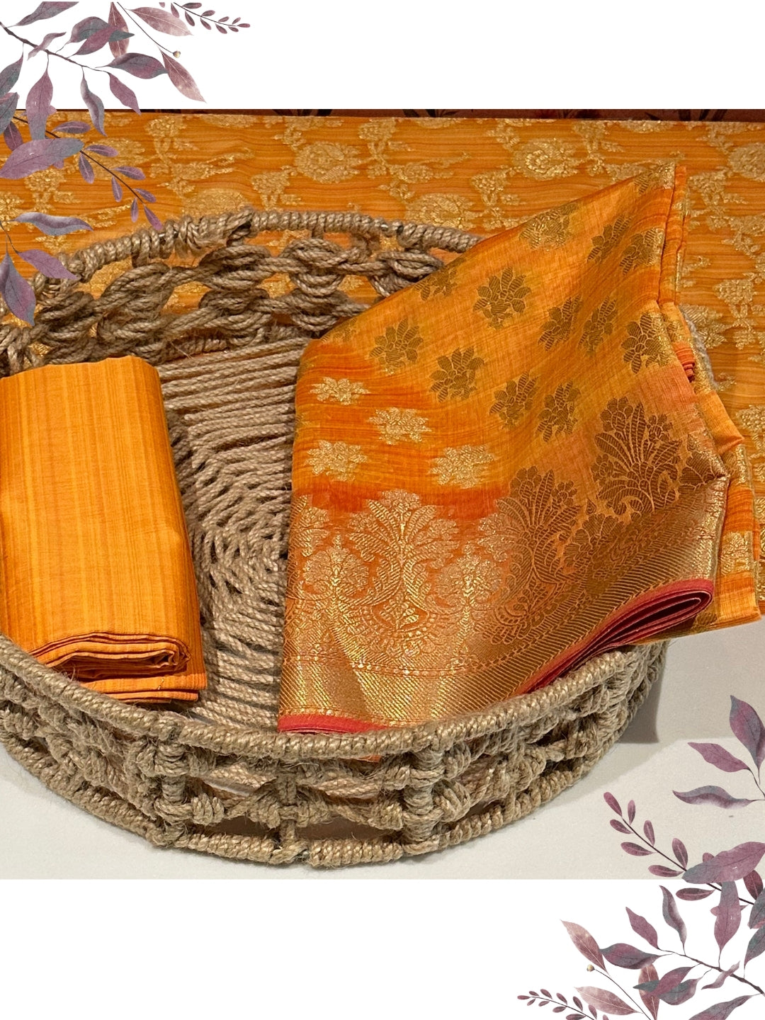 Bright Orange Woven Traditional Suit