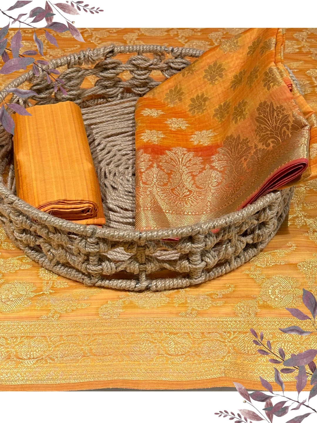 Bright Orange Woven Traditional Suit