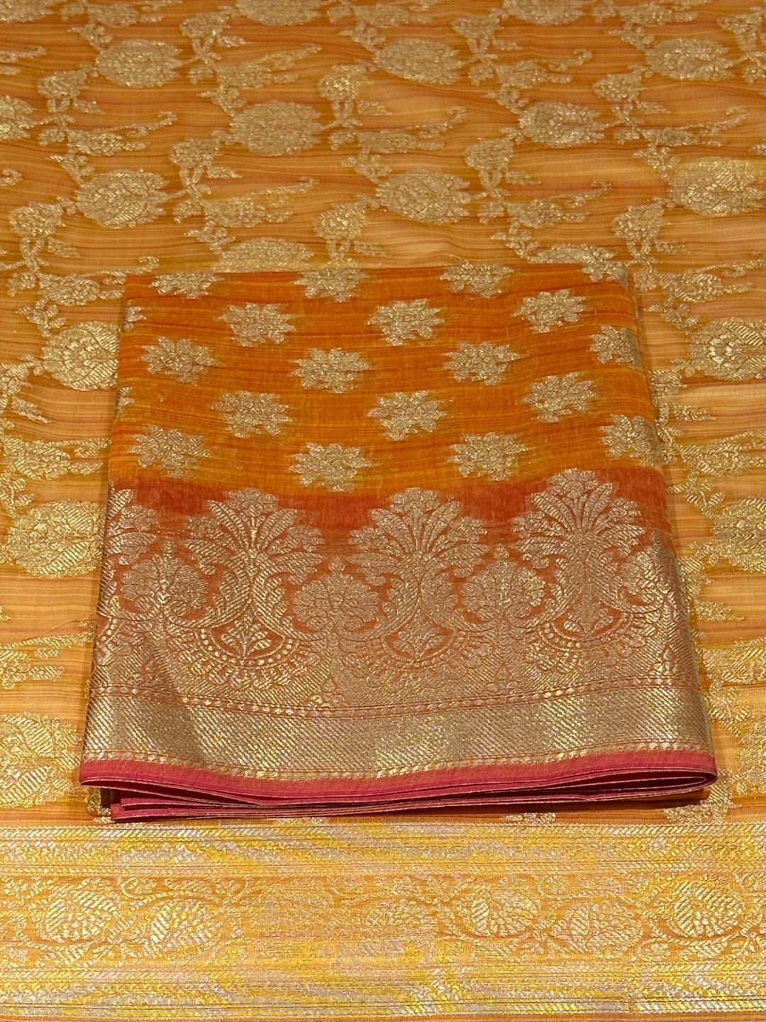 Bright Orange Woven Traditional Suit
