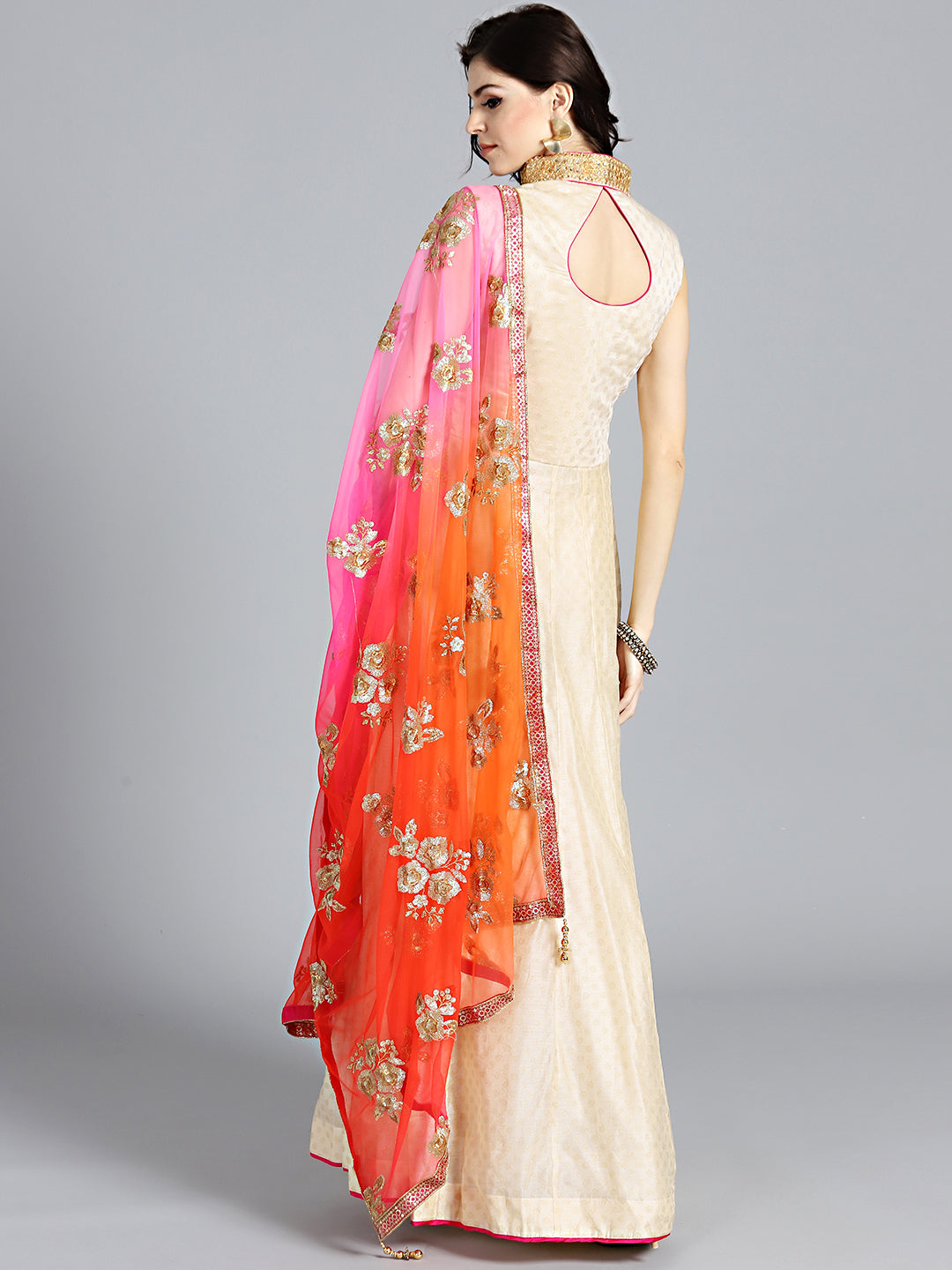 Embellished Anarkali Suit with Sequinned Ombre Dupatta