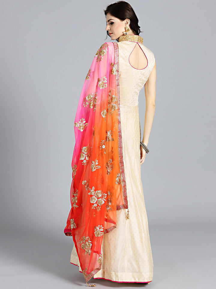 Embellished Anarkali Suit with Sequinned Ombre Dupatta