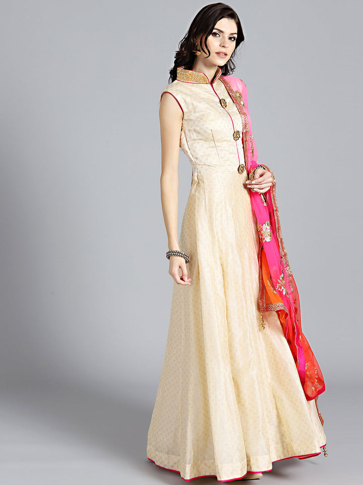 Embellished Anarkali Suit with Sequinned Ombre Dupatta