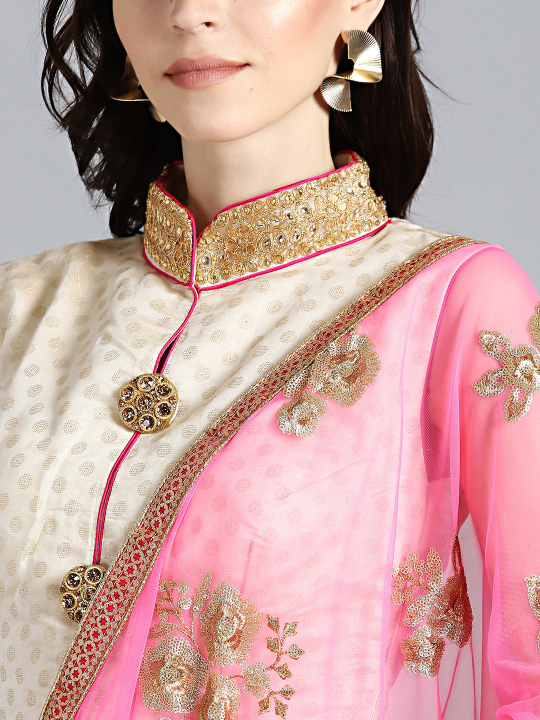 Embellished Anarkali Suit with Sequinned Ombre Dupatta