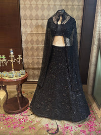 Enigmatic Noir Sequinned Lehenga