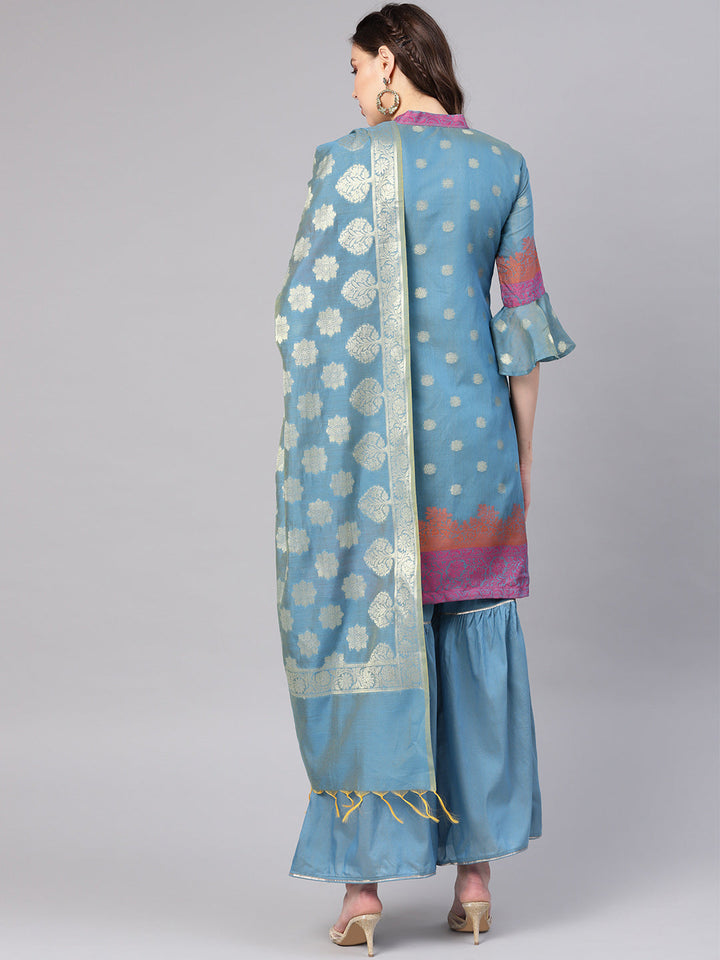 Banarasi Handloom Dress Material with Zari Resham Weaving