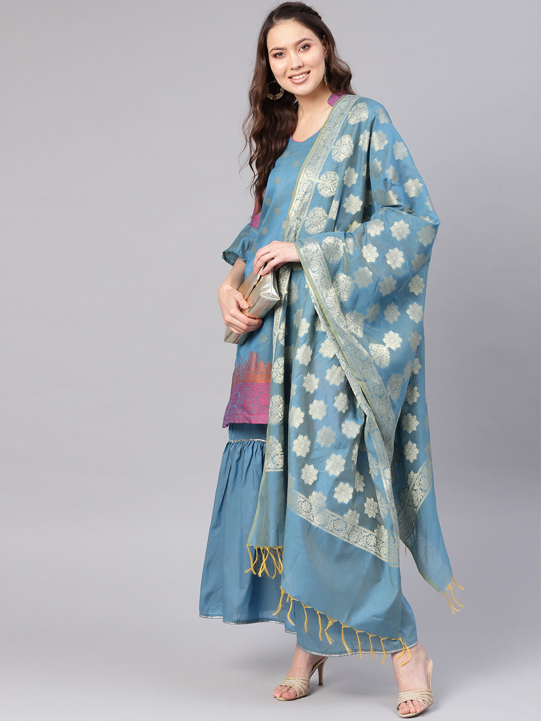 Banarasi Handloom Dress Material with Zari Resham Weaving