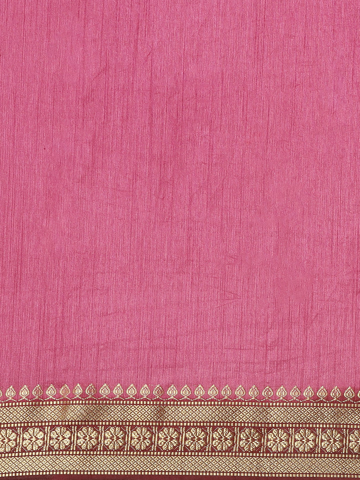 Mysore Silk Saree with Contrast Zari Floral Motif Weaving Border