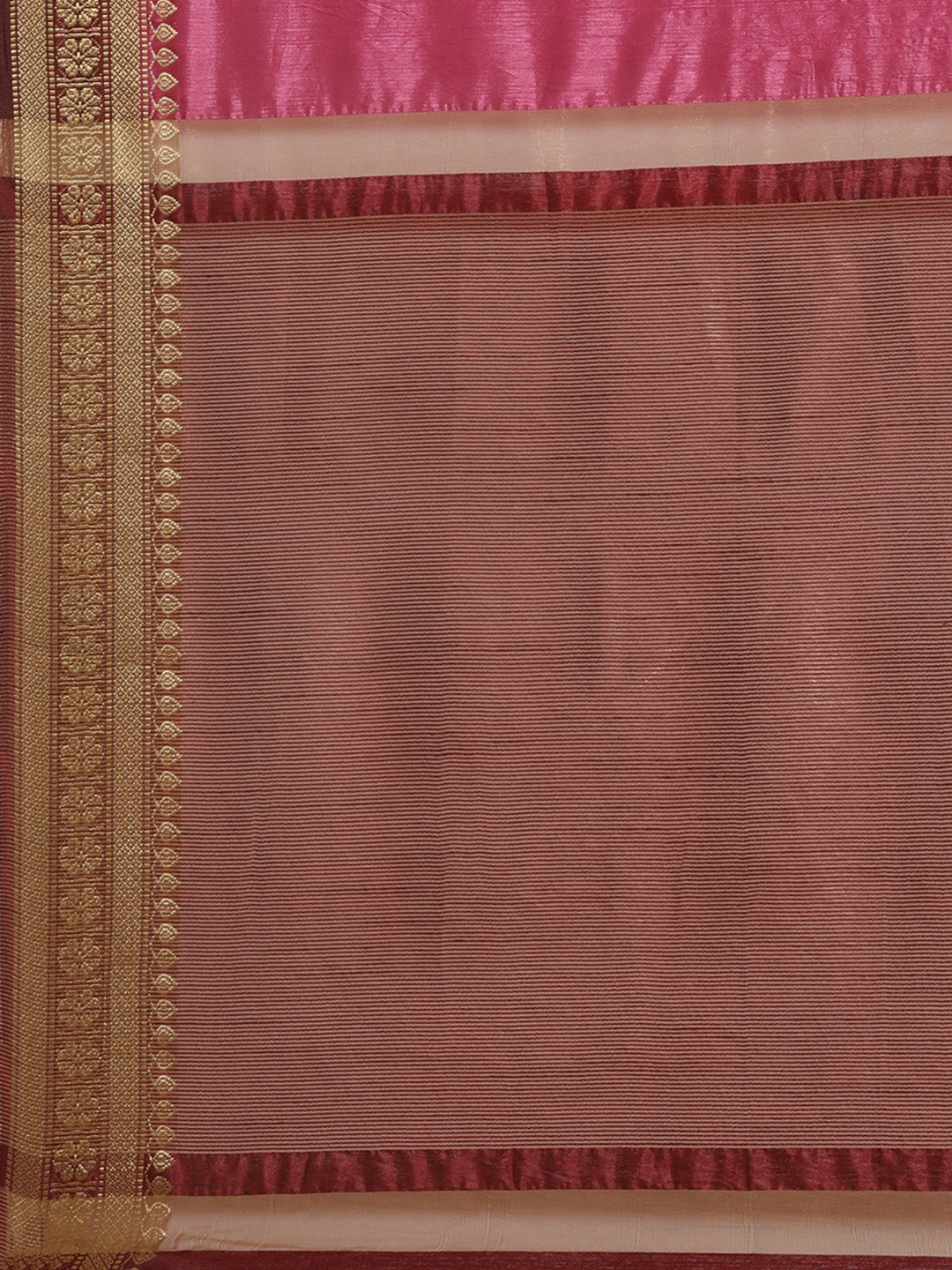 Mysore Silk Saree with Contrast Zari Floral Motif Weaving Border