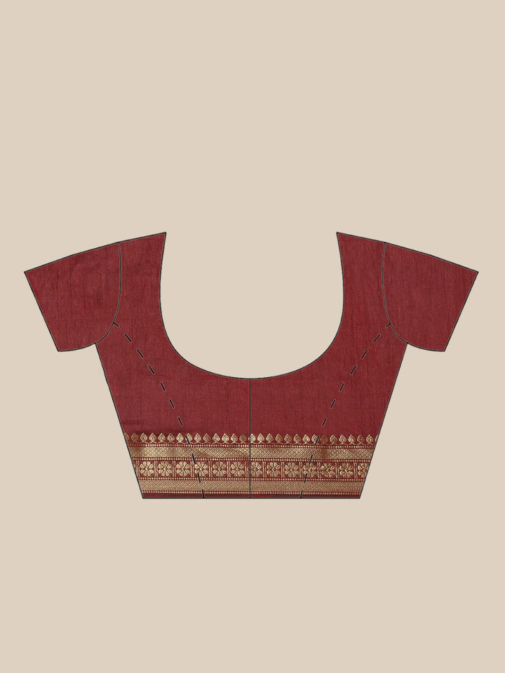 Mysore Silk Saree with Contrast Zari Floral Motif Weaving Border