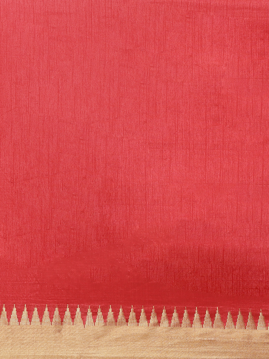 Red Narayan Peth Handloom Chanderi Saree with Temple Gold Zari & Resham Weaving